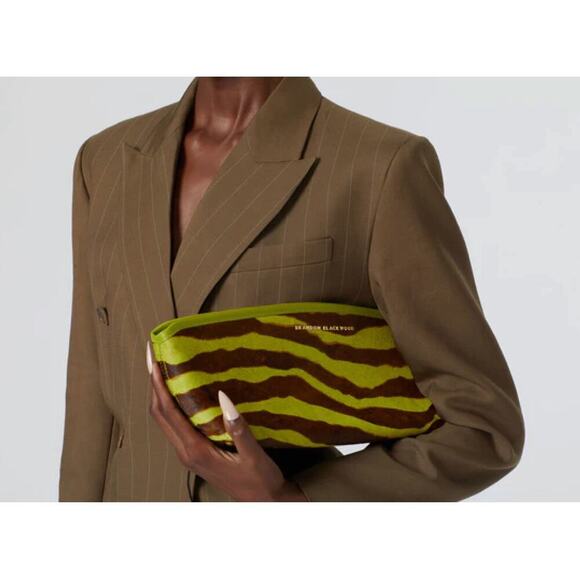 Brandon Blackwood Handbags - Brandon Blackwood Victoria Clutch in Green Zebra Ponyhair with Brass Hardware